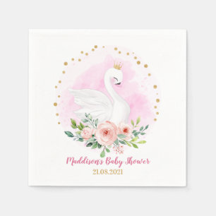 Serviette En Papier Swan Princess Baby shower Party Napkin