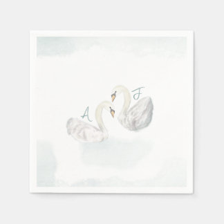 Serviette En Papier Swan watercolor themed elegant wedding napkins