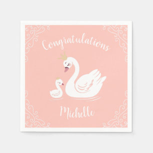 Serviette En Papier Swans Baby shower Oiseau avec héritier