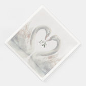 Serviette En Papier Swans romantiques Mariage Couple Monogramme (Coin)