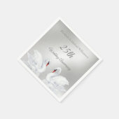 Serviette En Papier Swans Silver coutume 25e anniversaire Mariage (Coin)