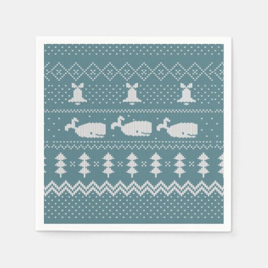 Serviette En Papier Sweat de Noël Motif Knished Baleine Scandi (Devant)