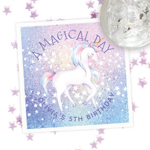 Serviette En Papier Swebow Unicorn Glittery Anniversaire Nom de la fêt