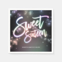 Sweet 16 Anniversaire coloré Neon brillant Fête no