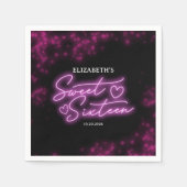 Serviette En Papier Sweet 16 Anniversaire Hot rose Neon Fête Foncé (Devant)
