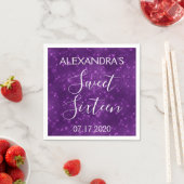 Serviette En Papier Sweet 16 Anniversaire Purple Sparkle et Shimmer (En situation)