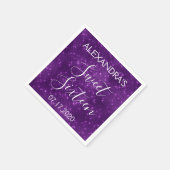 Serviette En Papier Sweet 16 Anniversaire Purple Sparkle et Shimmer (Coin)
