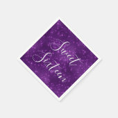 Serviette En Papier Sweet 16 Anniversaire Purple Sparkle et Shimmer (Coin)
