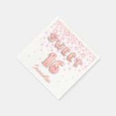 Serviette En Papier Sweet 16 anniversaire rose or blanc (Coin)