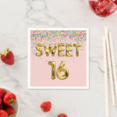 Serviette En Papier Sweet 16 Ballons et Confetti (En situation)