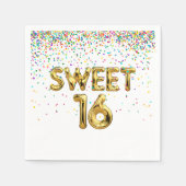 Serviette En Papier Sweet 16 Ballons et Confetti (Devant)