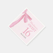 Serviette En Papier Sweet 16 Birthday Coquette Pink Bow Personalized  (Coin)