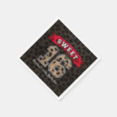 Serviette En Papier Sweet 16 Black & Empreinte de léopard Party (Coin)