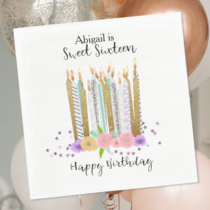Serviette En Papier Sweet 16 bougies d'anniversaire