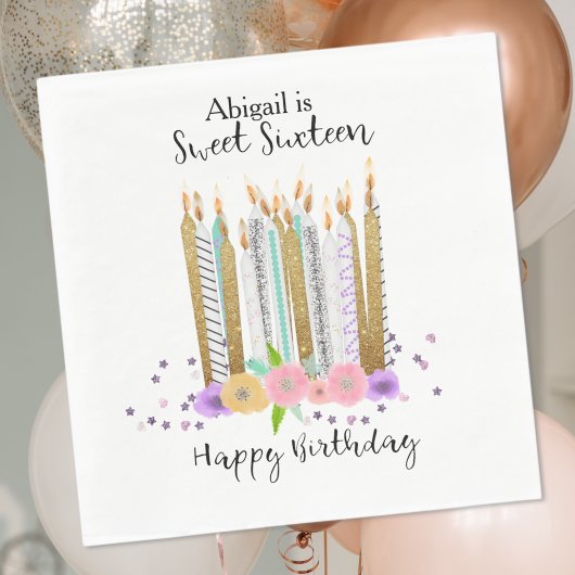 Serviette En Papier Sweet 16 bougies d'anniversaire