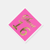 Serviette En Papier Sweet 16 Chaud rose Or Look Typographie Élégante (Coin)