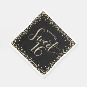 Serviette En Papier Sweet 16 Chic Black Gold Parties scintillant Confe (Coin)