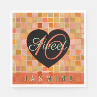 Serviette En Papier Sweet 16 coeur noir ado fille