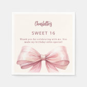 Serviette En Papier Sweet 16 crème arc rose merci (Devant)