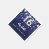 Serviette En Papier Sweet 16 étoiles bleu marine en argent (Coin)