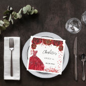 Serviette En Papier Sweet 16 fleurs de robe rouge blanc fête