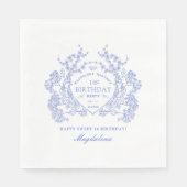 Serviette En Papier Sweet 16 Français Blue Floral Crest Custom (Devant)