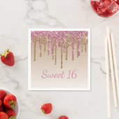 Serviette En Papier Sweet 16 Glam Script Ombré Sparkle (En situation)