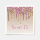 Serviette En Papier Sweet 16 Glam Script Ombré Sparkle (Devant)