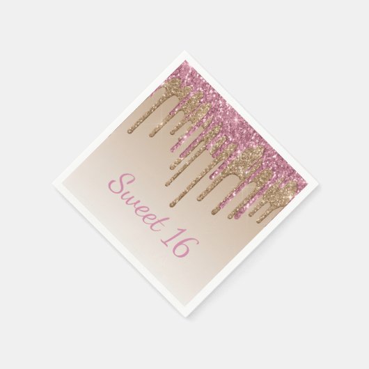 Serviette En Papier Sweet 16 Glam Script Ombré Sparkle (Coin)