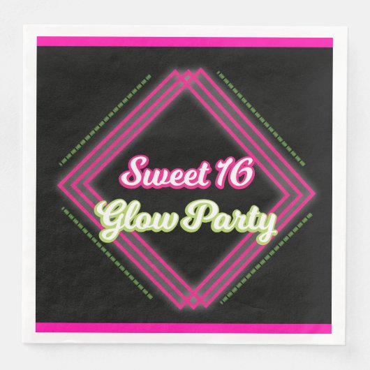 Serviette En Papier Sweet 16 Glow Party (Devant)
