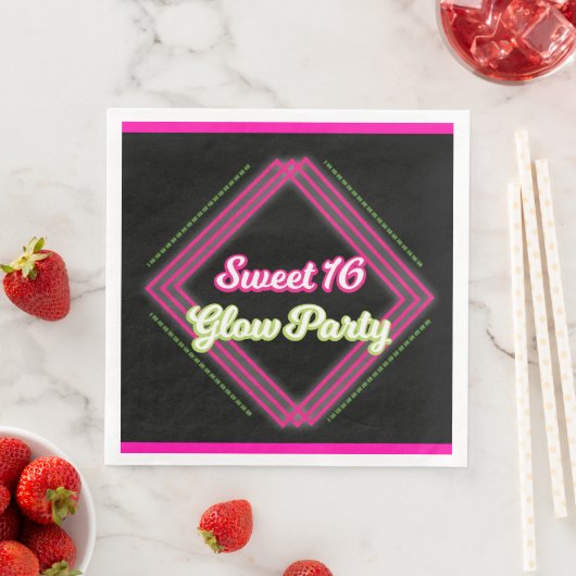 Serviette En Papier Sweet 16 Glow Party (En situation)