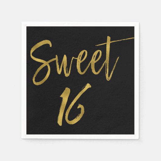 Serviette En Papier Sweet 16 Gold Foil Anniversaire serviettes (Devant)
