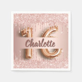 Serviette En Papier Sweet 16 gouttes d'or rose (Devant)