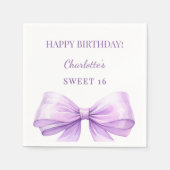 Serviette En Papier Sweet 16 lavender bow (Devant)