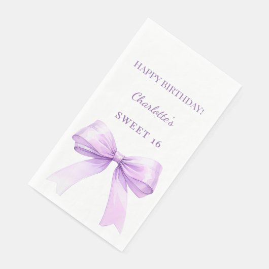 Serviette En Papier Sweet 16 lavender bow white (Coin)