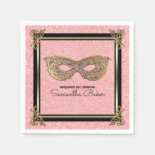 Serviette En Papier Sweet 16 Masquerade fête d'anniversaire | Sweet si (Devant)