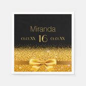 Serviette En Papier Sweet 16 noir or nom arc (Devant)