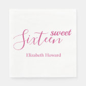 Serviette En Papier Sweet 16 papier personnalisé (Devant)
