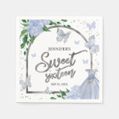 Serviette En Papier Sweet 16 Papillons Dusty Blue Blush Gown (Devant)