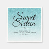 Serviette En Papier Sweet 16 Parties scintillant Bleue Ombre Personnal (Devant)