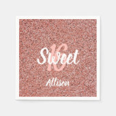 Serviette En Papier Sweet 16 Parties scintillant rose personnalisée (Devant)