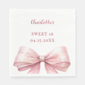 Serviette En Papier Sweet 16 pink bow elegant modern luncheon (Devant)