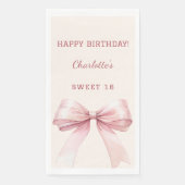 Serviette En Papier Sweet 16 pink bow ivory (Devant)