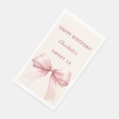 Serviette En Papier Sweet 16 pink bow ivory (Coin)
