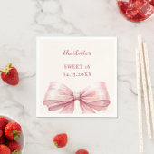 Serviette En Papier Sweet 16 pink bow ivory (En situation)