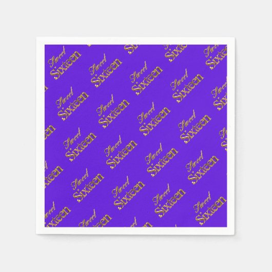 Serviette En Papier Sweet 16 Purple Gold Typographie Motif Élégant (Devant)