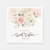 Serviette En Papier Sweet 16 rose floral papier fête d'anniversaire (Devant)