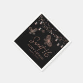 Serviette En Papier Sweet 16 Rose Gold Butterfly Chic Moderne Annivers (Coin)