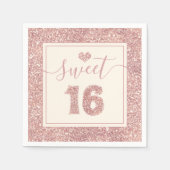 Serviette En Papier Sweet 16 Rose Gold Faux Parties scintillant fête d (Devant)