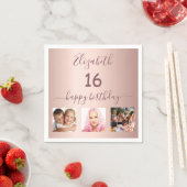 Serviette En Papier Sweet 16 rose or blush photo (En situation)